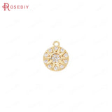 4PCS 10x10MM Brass Zircon Round Star Charms Pendants Jewelry Making Supplies