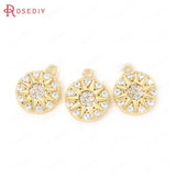 4PCS 10x10MM Brass Zircon Round Star Charms Pendants Jewelry Making Supplies