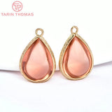 10PCS 22x14MM Brass & Glass Tear Drop Charms Pendants Jewelry Findings