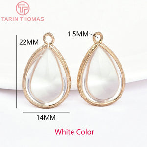 10PCS 22x14MM Brass & Glass Tear Drop Charms Pendants Jewelry Findings
