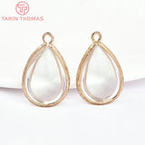 10PCS 22x14MM Brass & Glass Tear Drop Charms Pendants Jewelry Findings