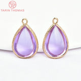 10PCS 22x14MM Brass & Glass Tear Drop Charms Pendants Jewelry Findings