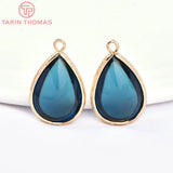 10PCS 22x14MM Brass & Glass Tear Drop Charms Pendants Jewelry Findings