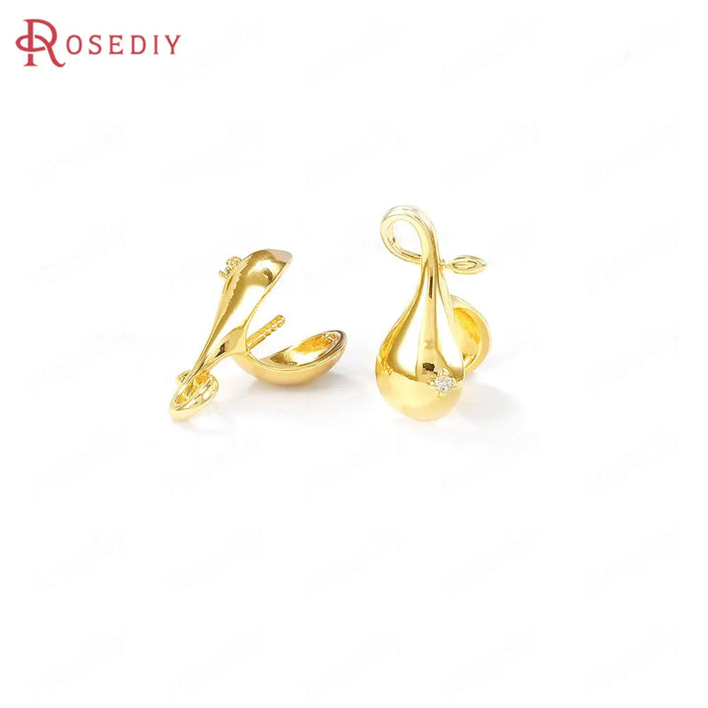 4PCS 11x14MM Brass Zircon Drop Charms Pendants