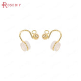 6PCS 15x13MM 24K Brass Zircon Earrings Hooks Clasps Earring Clip Jewelry DIY