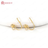 6PCS 15x13MM 24K Brass Zircon Earrings Hooks Clasps Earring Clip Jewelry DIY