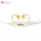 6PCS 15x13MM 24K Brass Zircon Earrings Hooks Clasps Earring Clip Jewelry DIY