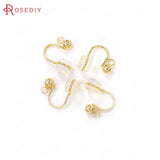 6PCS 15x13MM 24K Brass Zircon Earrings Hooks Clasps Earring Clip Jewelry DIY