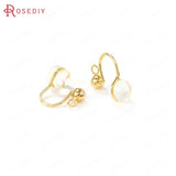 6PCS 15x13MM 24K Brass Zircon Earrings Hooks Clasps Earring Clip Jewelry DIY