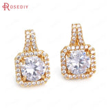 6PCS Champagne Brass Zircon Square Necklace Charms Pendants