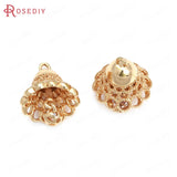 6PCS Champagne Brass Zircon Bells Charms Pendants Jewelry Making