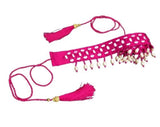 Pink Mirror Work Kamarband for Women & Girls