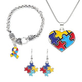 Autism Awareness Ribbon Pendant with Puzzle Pendant Bulk Diy Necklace Keychain