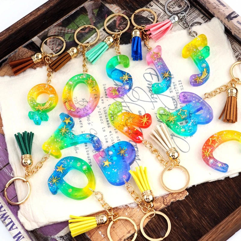 41XC Letters Jewelry Making Mold Silicone Mould DIY Key Chain Resin Mold