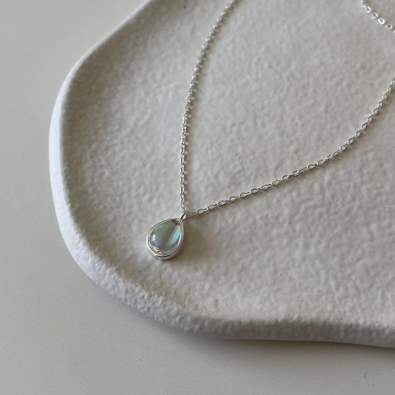 925 Silver Water Droplets Zircon Pendant Necklace for Women