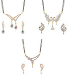 Pride Cubic Zirconia Plated Mangalsutra Pendant with Chain and Earrings Set