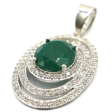 Gorgeous Long Green Emerald CZ Silver Pendant