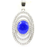 Gorgeous Red Ruby Sapphire CZ Ladies Silver Pendant 41x19mm