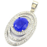 Gorgeous Red Ruby Sapphire CZ Ladies Silver Pendant 41x19mm