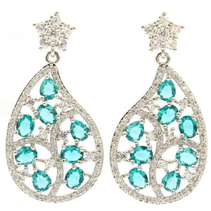Rich Violet Tanzanite Aquamarine CZ Silver Earrings