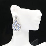 Rich Violet Tanzanite Aquamarine CZ Silver Earrings