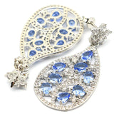 Rich Violet Tanzanite Aquamarine CZ Silver Earrings