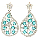 Rich Violet Tanzanite Aquamarine CZ Silver Earrings