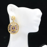 Purple Amethyst CZ Fine Jewelry Set 14k Silver Earrings Pendant