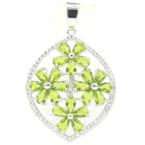 Flowers Shape Peridot Citrine CZ Silver Pendant