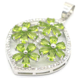 Flowers Shape Peridot Citrine CZ Silver Pendant