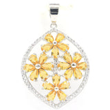 Flowers Shape Peridot Citrine CZ Silver Pendant