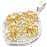Flowers Shape Peridot Citrine CZ Silver Pendant