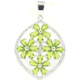 Flowers Shape Peridot Citrine CZ Silver Pendant