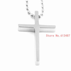 Charming Cross Simple Style Ball Necklace Stainless Steel Men Women Silver