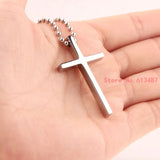 Charming Cross Simple Style Ball Necklace Stainless Steel Men Women Silver
