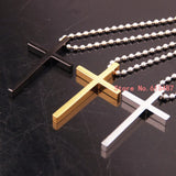 Charming Cross Simple Style Ball Necklace Stainless Steel Men Women Silver