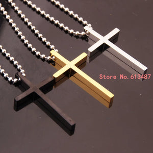Charming Cross Simple Style Ball Necklace Stainless Steel Men Women Silver