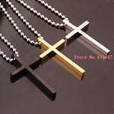 Charming Cross Simple Style Ball Necklace Stainless Steel Men Women Silver