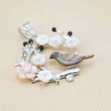 Bird&Tree Ethnic Abalone Seashell Pendants for Jewelry Making Crafts