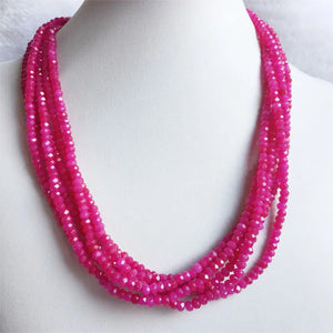 Faceted Plum Rose Red Ruby Jade Necklace Natural Stone Bead Choker