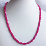 Faceted Plum Rose Red Ruby Jade Necklace Natural Stone Bead Choker