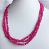 Faceted Plum Rose Red Ruby Jade Necklace Natural Stone Bead Choker
