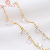 50CM Brass Chain with Zircon for Necklace DIY Jewelry
