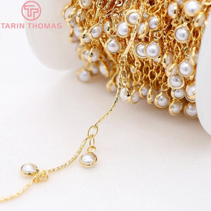 50CM 24K Brass with Pearl Chains for Necklace High Diy Jewelry Findings