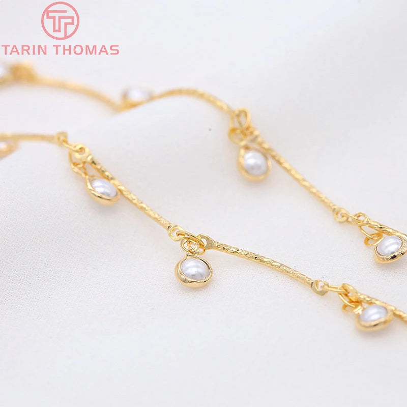 50CM 24K Brass with Pearl Chains for Necklace High Diy Jewelry Findings