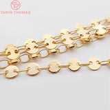 1 Meter Round disk 4MM 24K Champagne Plated Brass Necklace Chain