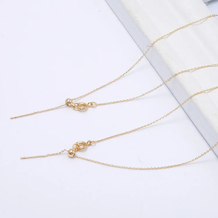 2PCS 1MM 24K Plated Brass Necklace Bracelet Chains DIY Jewelry Findings