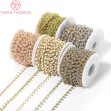 50CM 6MM 24K Brass & Glass Beads Necklace Chains DIY Jewelry Findings