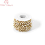 50CM 6MM 24K Brass & Glass Beads Necklace Chains DIY Jewelry Findings