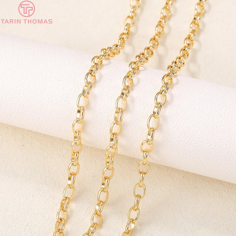 1m 5MM 24K Brass Round Necklace Chains DIY Jewelry Findings